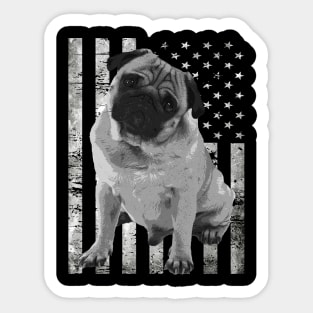 American Flag Pug Swagger, Urban Canine Couture Tee Triumphs Sticker